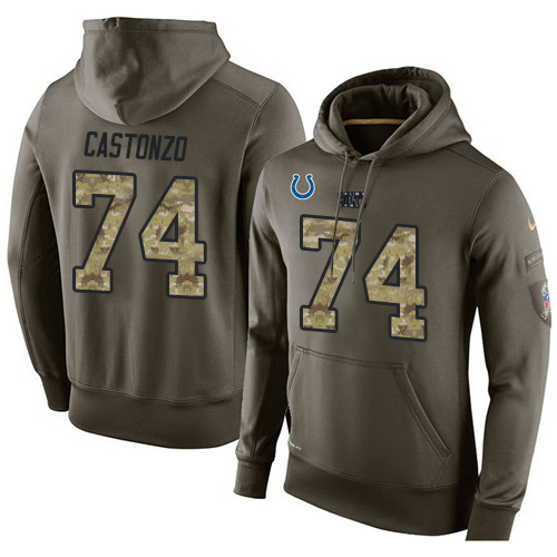 NFL Nike Indianapolis Colts #74 Anthony Castonzo Green Salute To Service Men's Pullover Hoodie